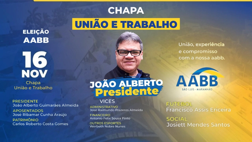 ELEIÇÕES AABB SÃO LUÍS 2025: Candidatos da chapa homologada União e Trabalho