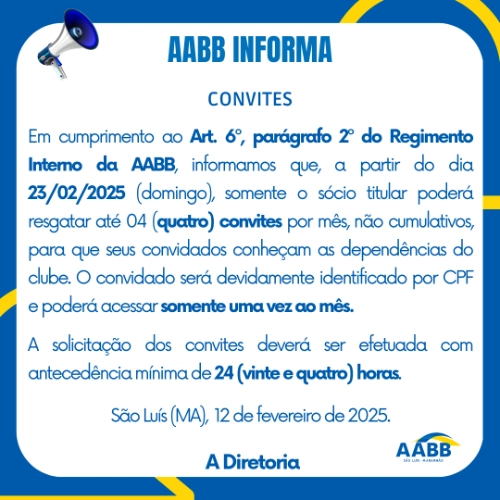 AABB Informa: Convites