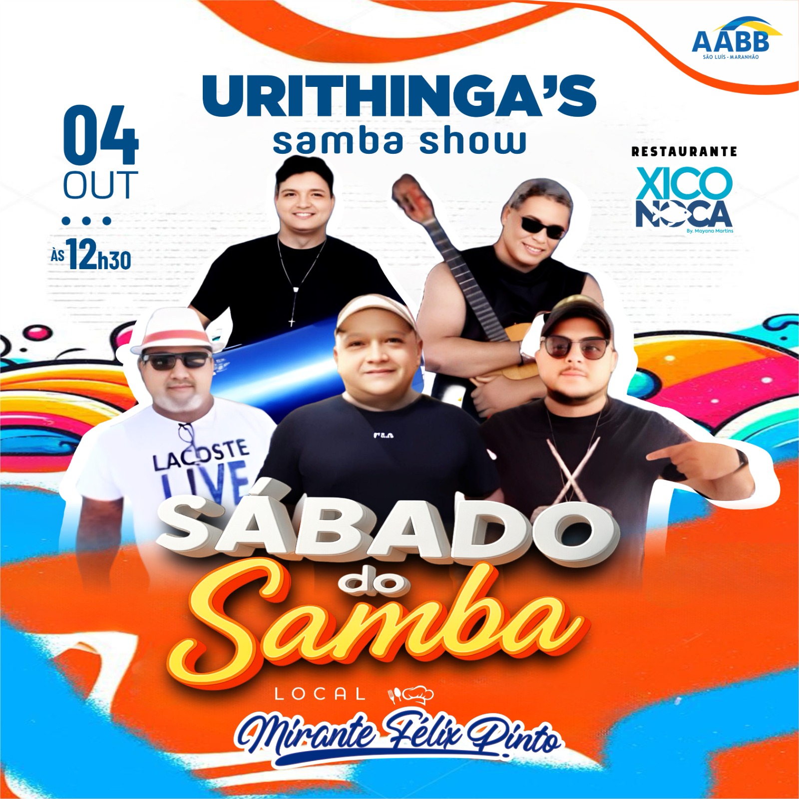 🎶🔥 Primeiro Sábado e outubro é dia de samba com o grupo Urithinga´s no Mirante Félix Pinto! 🎶☀️