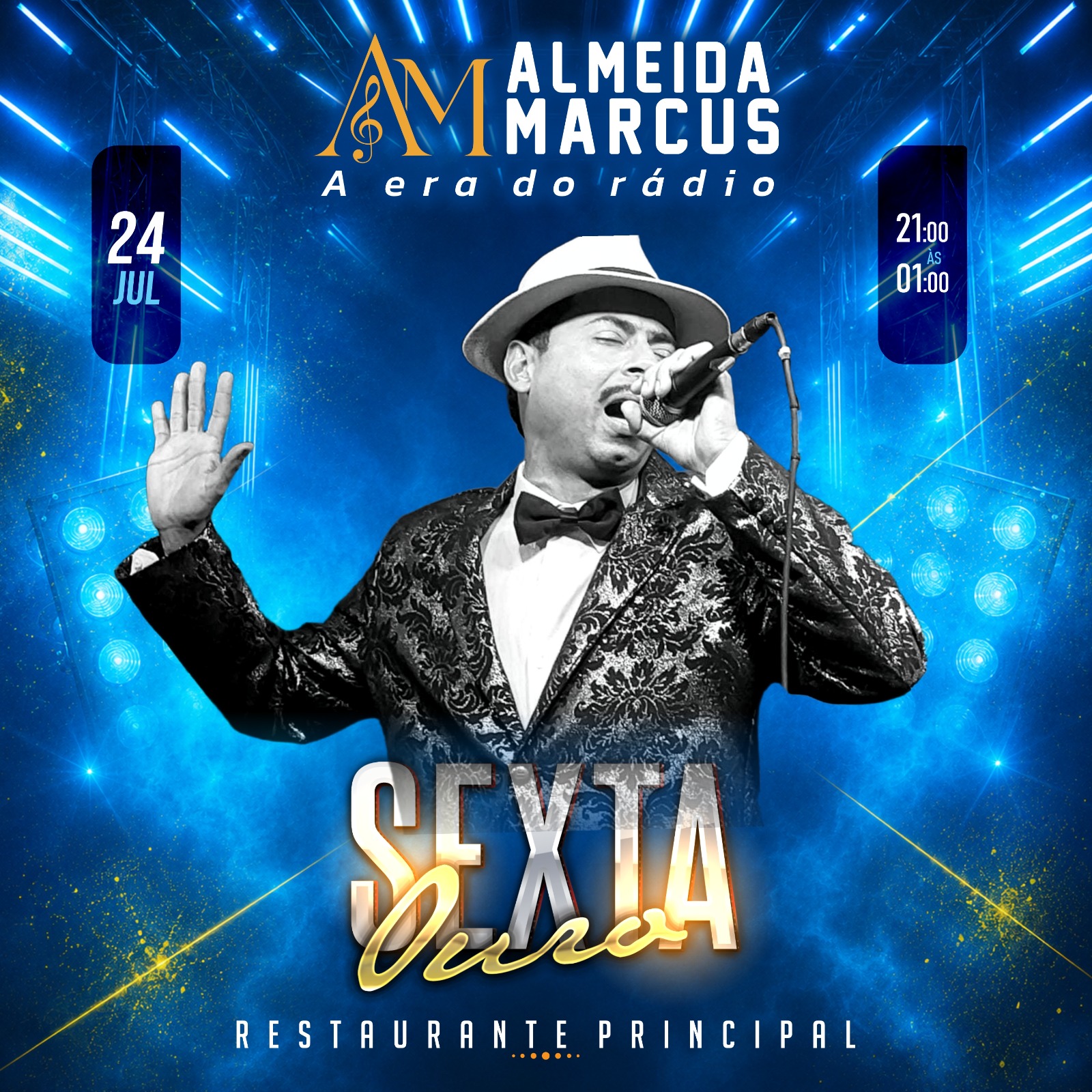 Almeida Marcus e Maestro Gonzaga comandam a próxima Sexta Ouro da AABB São Luís!